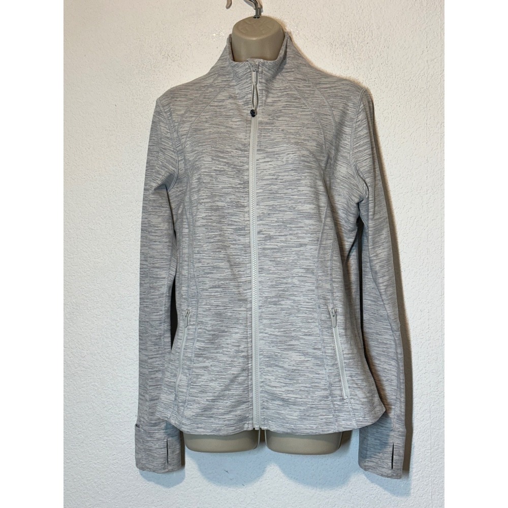 Lululemon Define Jacket Heathered Gray Space Dye Full Zip Size 14 Mock Neck